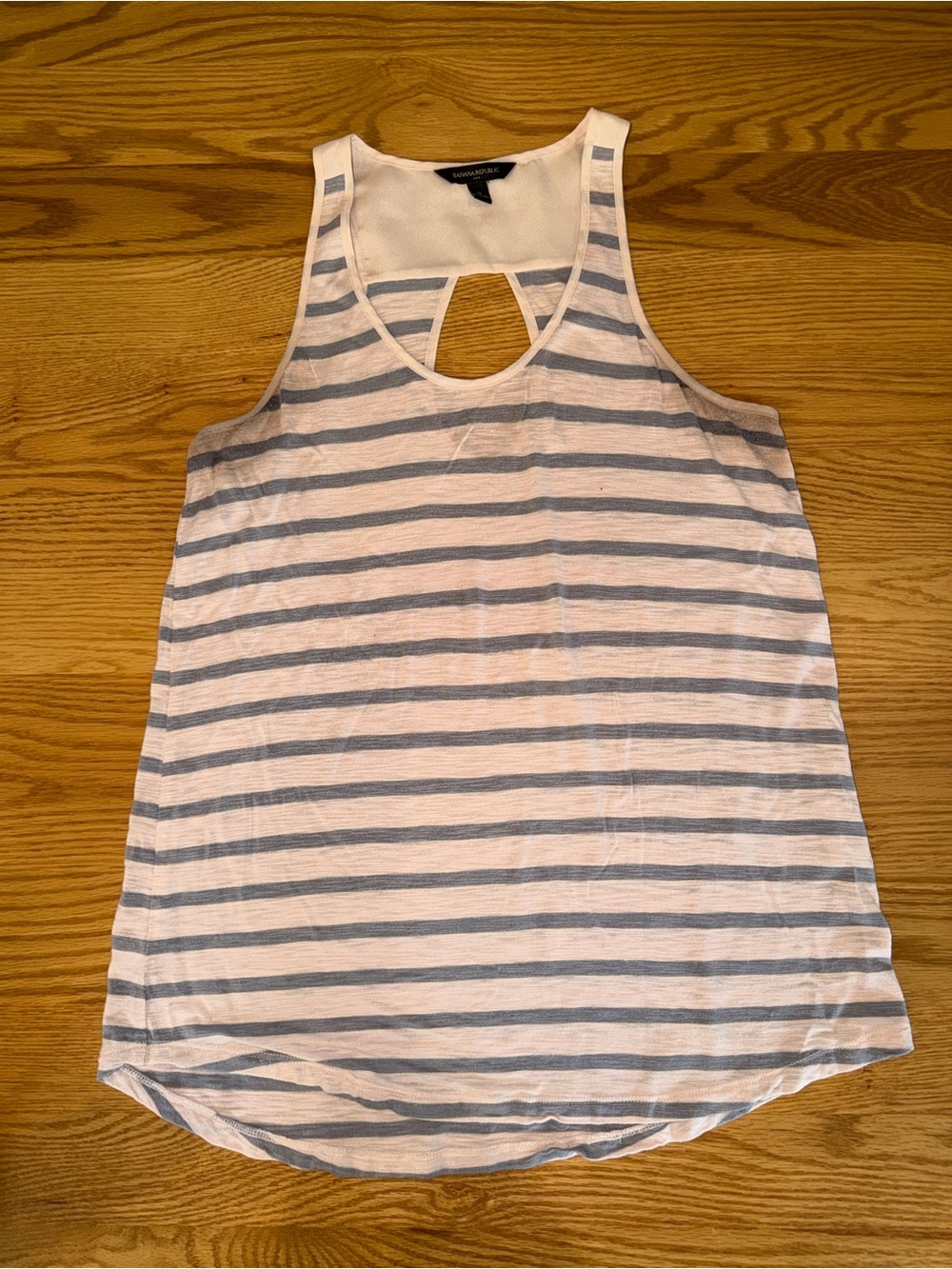 Banana Republic Striped Keyhole Tank - White and Light Gray